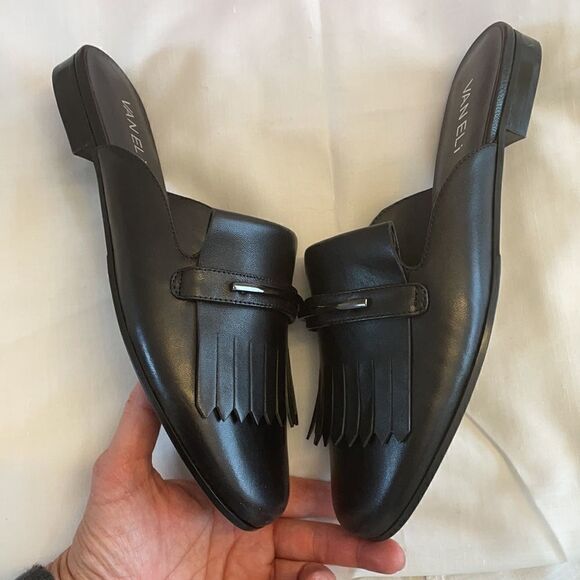 VANELI BLACK LEATHER MULES.  NEW - Picture 3 of 8